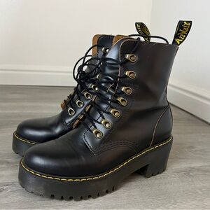 Dr. Doc Martens Leona Boot, Black, Vintage Smooth Leather, UK 5, EU 38, US 7